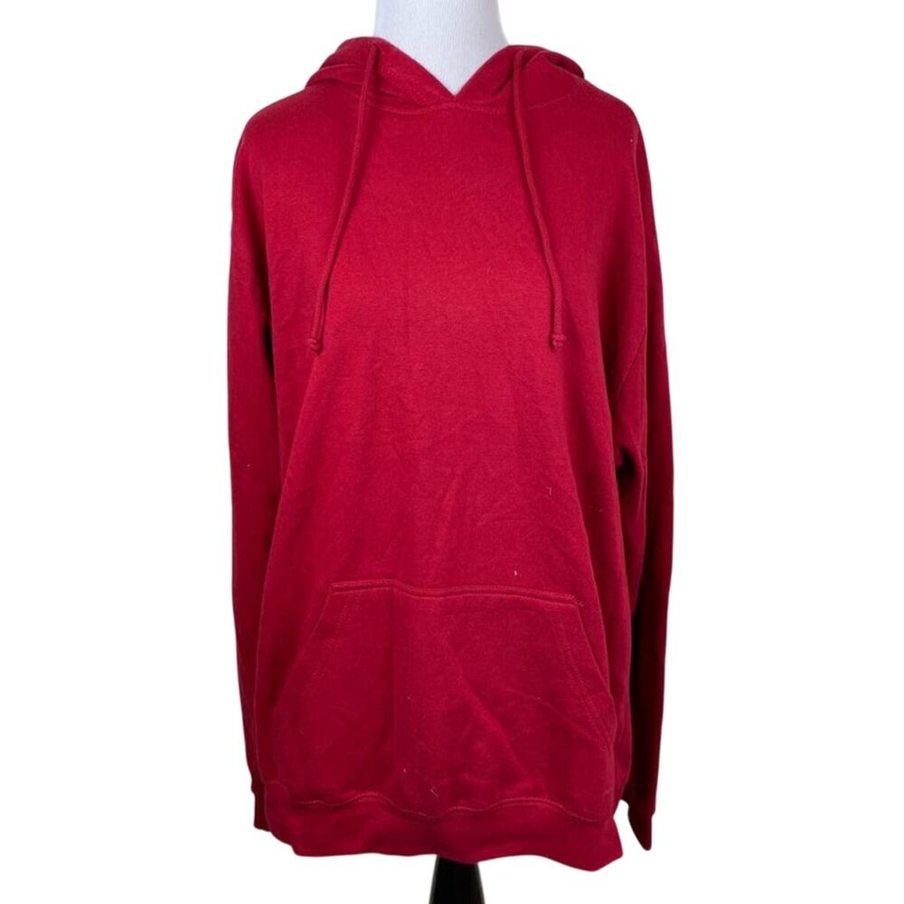 Jeff Athletics Men Red Basic Pullover Hoodie Sweater Long Sleeve Men Large L New